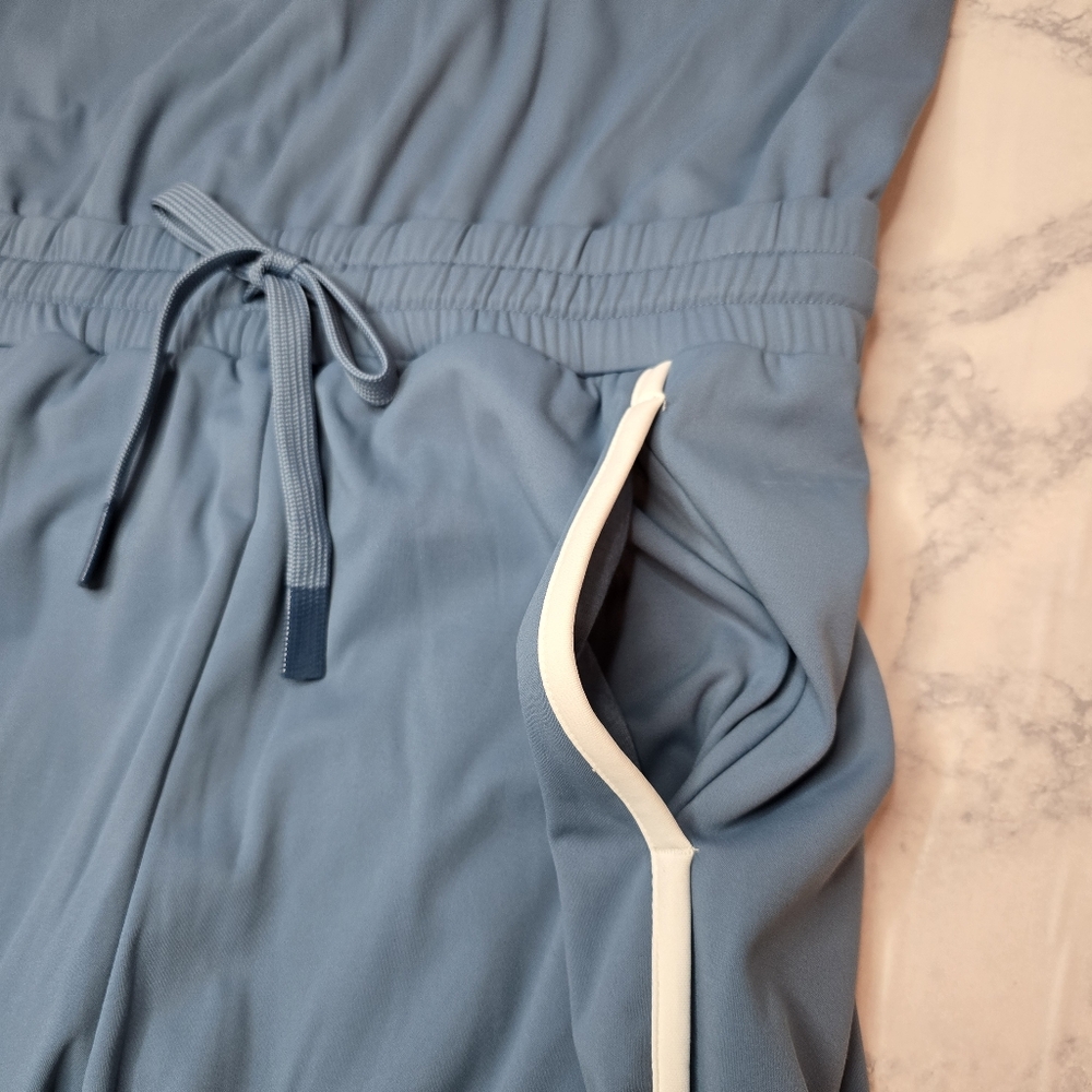 JoyLab Piped Tank Jumpsuit Sleeveless Small Blue White Relaxed Fit - Picture 8 of 13